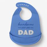 “Handsome Just Like Dad” Silicone Baby Bib – Adjustable Waterproof Bib with Food Catcher