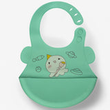 Space Explorer Silicone Baby Bib – Waterproof Adjustable Bib with Food Catcher Pocket
