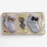 Baby Boy Bow Socks & bow tie Set – 2 Pairs of Socks + Matching Bow Tie (3-Piece Set)
