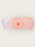 Pack of 3 Baby Bibs – Soft Cotton Bib Set with Snap Closure | Cute Printed Designs for Girls