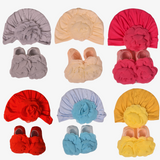 Baby Girl Turban Cap & Booties Set –  Floral Accessory Collection for Newborns & Infants