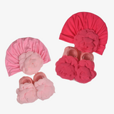 Baby Girl Turban Cap & Booties Set –  Floral Accessory Collection for Newborns & Infants
