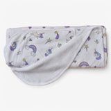 Hooded Baby blanket in unicorn and rainbow