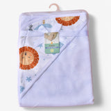 Hooded baby blanket in light and soft fleece