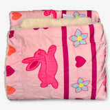 Soft Fleece Baby Blanket – Pink Bunny & Bird Print