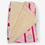 Soft Fleece Baby Blanket – Pink Bunny & Bird Print