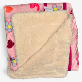 Soft Fleece Baby Blanket – Pink Bunny & Bird Print