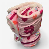 Soft Fleece Baby Blanket – Pink Bunny & Bird Print