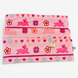 Soft Fleece Baby Blanket – Pink Bunny & Bird Print