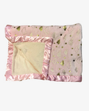 Luxury Pink Baby Blanket with Satin Border – Gold Cloud & Star Design