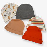 5-Piece Puppy Parade Baby Beanie Set - Autumn Collection (0-9 Months)
