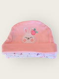 Baby Girl Beanie Hat Set – 5-Pack Soft Cotton Caps with Floral & Bunny Designs (0–6 Months)