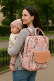 Adorable Pink Diaper Backpack – Waterproof Multi-Compartment Baby Bag with Stroller Straps