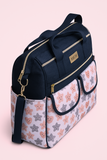 BABY SKY Premium Multi-Pocket Diaper Bag – Navy Blue with Cute Heart & Star Print
