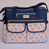 BABY SKY Premium Multi-Pocket Diaper Bag – Navy Blue with Cute Heart & Star Print
