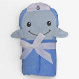 Baby Hooded Towel – Soft Blue Animal Design Bath Towel with Ears & Bow (Newborn to Toddler)