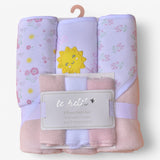 Le Petit 6-Piece Baby Bath Set – 3 Hooded Towels & 3 Washcloths in Floral and Sunshine Prints