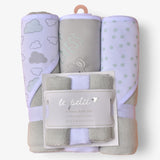 Le Petit 6-Piece Baby Bath Towel Set – 3 Hooded Towels & 3 Washcloths | Super Cuteness Bear & Cloud Theme