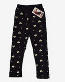 “Black Emoji Heart Girls Leggings – Comfy Stretch Pants for Kids in fleece"