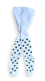 “Classic White Minnie Tights – Girls Winter Stockings with Bows & Pearls”