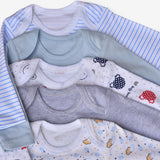 Pack of 5 Full-Sleeve Baby Bodysuits (E36A)