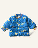 “Blue Banana Bear Puffer Jacket – Warm Winter Coat for Kids”