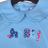 Baby Girl Blue "Hello" Outfit with Denim Shorts (G2A)