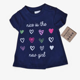 Baby Girl Navy "Nice is the New Girl" Shirt &amp; Red Skirt Set (G3B)