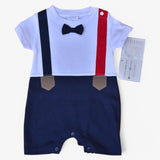 Baby Boy Suspender-Style Romper with Bow Tie (G5)