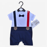 Baby Boy Suspender-Style Romper with Bow Tie (G5)