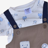 Baby Boy Robot Print Dungaree Set (G7B)