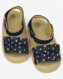 Star Print Baby Sandals – Denim Soft Sole Summer Shoes for Girls (6–9 Months)