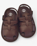 Brown Baby Sandals – Soft Faux Leather Open-Toe Shoes for Boys (Mon6-12Months)