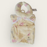 Reversible Fleece Baby Blanket with Neck Pillow – Giraffe & Bear Print (2-Piece Gift Set)