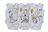 Baby Milestone Bodysuit Set – Winnie the Pooh & Friends | 3, 4 & 5 Months | Unisex Cotton Romper Pack